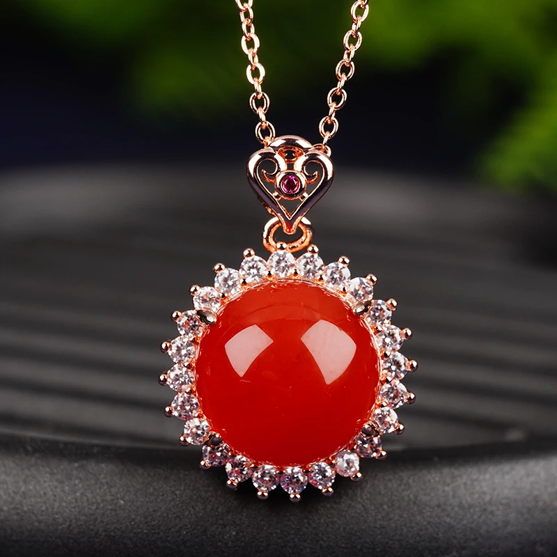 保山云南红玛瑙 冰红蛋面吊坠【送链子】