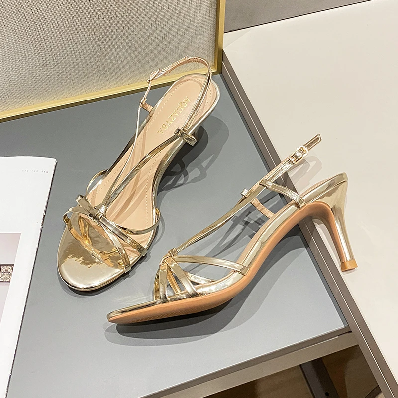 巨好看！配裙子网红小众细跟高跟鞋2024百搭性感露趾一字带凉鞋