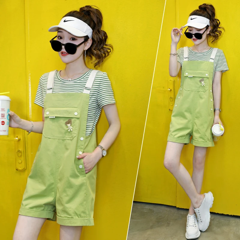 时尚休闲背带裤套装女夏季2025新款显瘦洋气减龄短裤高级感两件套