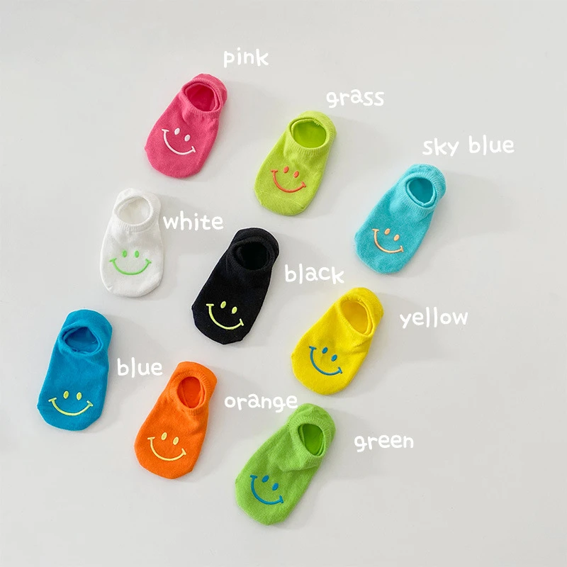 【现货】儿童袜子夏季薄款棉袜ins船袜吸汗可爱笑脸短袜女童隐形袜