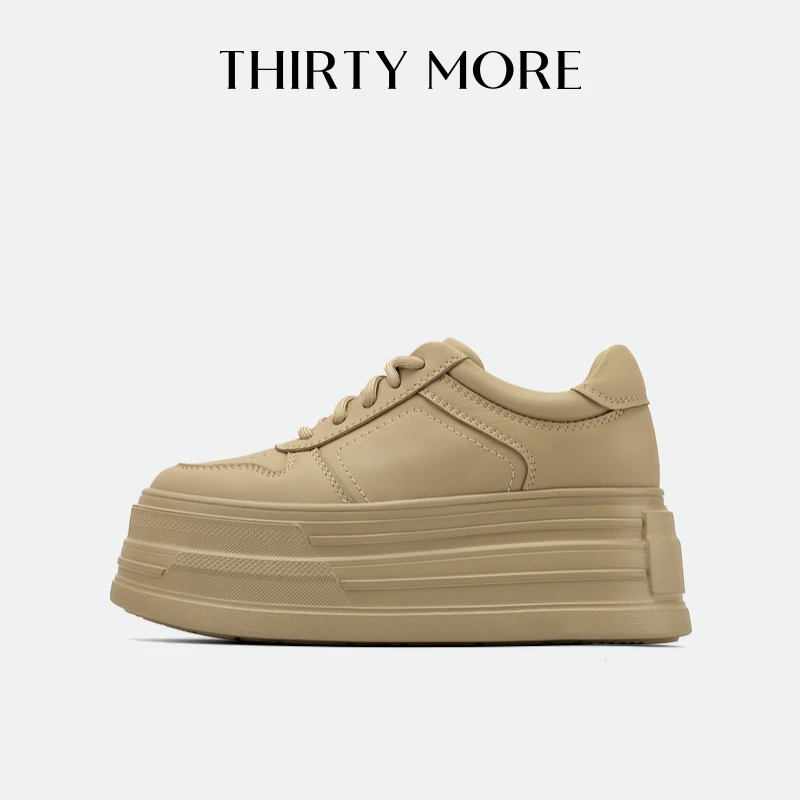 【秋日摩卡】Thirty More厚底板鞋女2024早秋新款增高复古休闲鞋