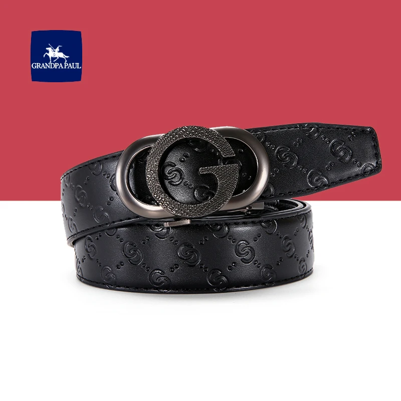 保罗男士休闲商务皮带腰带男款潮流学生时尚百搭自动扣休闲裤带