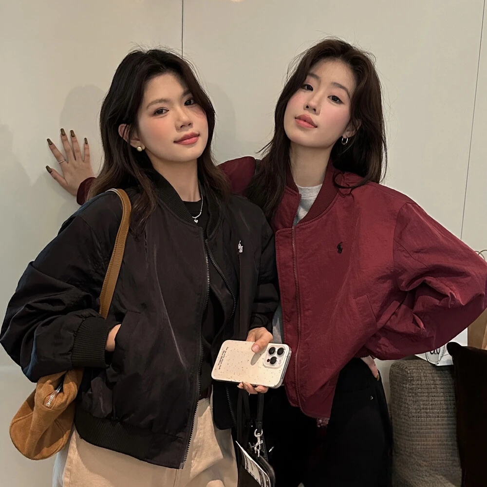 Cute Club 2024秋季新款甜美风刺绣棒球服外套女宽松休闲百搭夹克