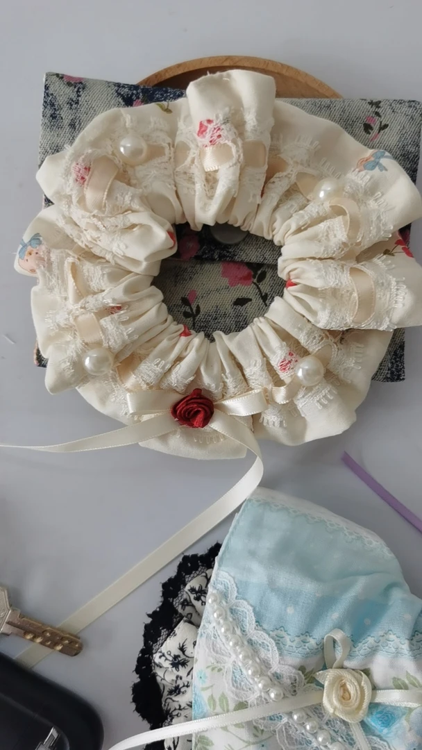 手作肠圈气质法式大肠发圈儿童白色可爱复古清新