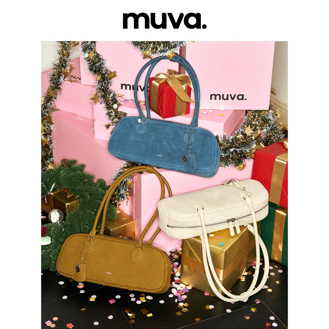 MUVA头层牛皮腋下包腊肠包法式大容量单肩包高级感小众2024新品