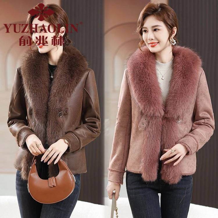 俞兆林年轻妈妈拼接皮毛一体外套高贵中老年女士秋冬装新款仿皮草