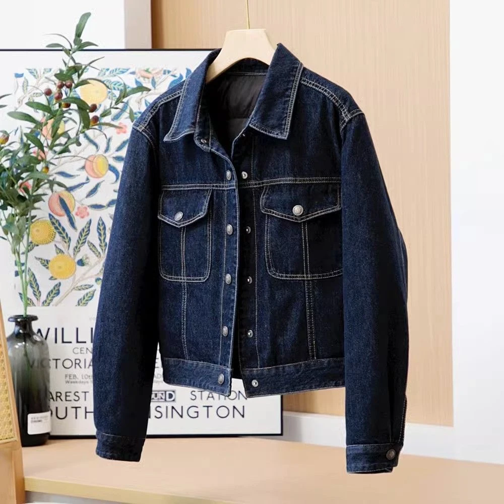 港风加棉加厚复古牛仔短款2025外套新款宽松小个子休闲夹克上衣