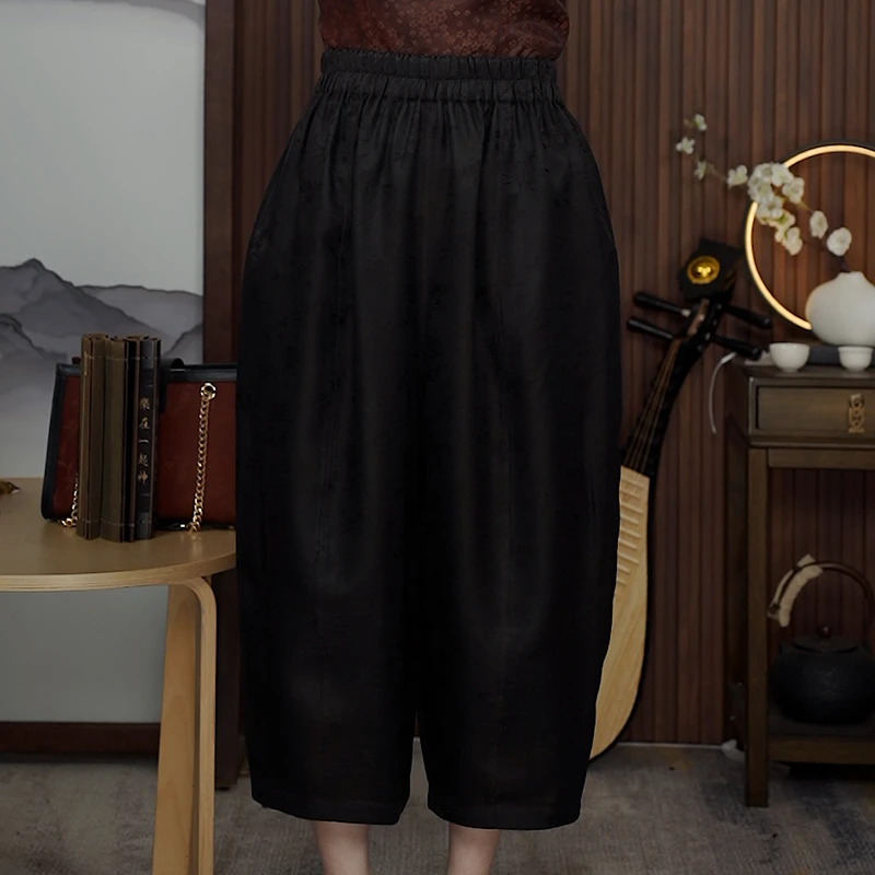 【裤百万1号】238025四谱香 云纱六分裤子 新国风 双面双穿D40