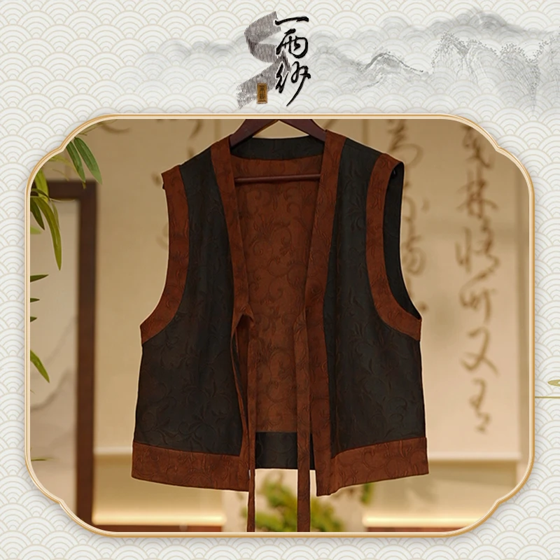 【包浆老料马甲】239151桑蚕丝冠乐绉香云纱上衣马甲外套新中式55