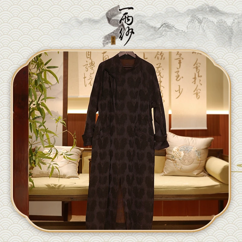 【紫薯碟风衣】238675桑蚕丝锦油绸香云纱风衣外套新中式65