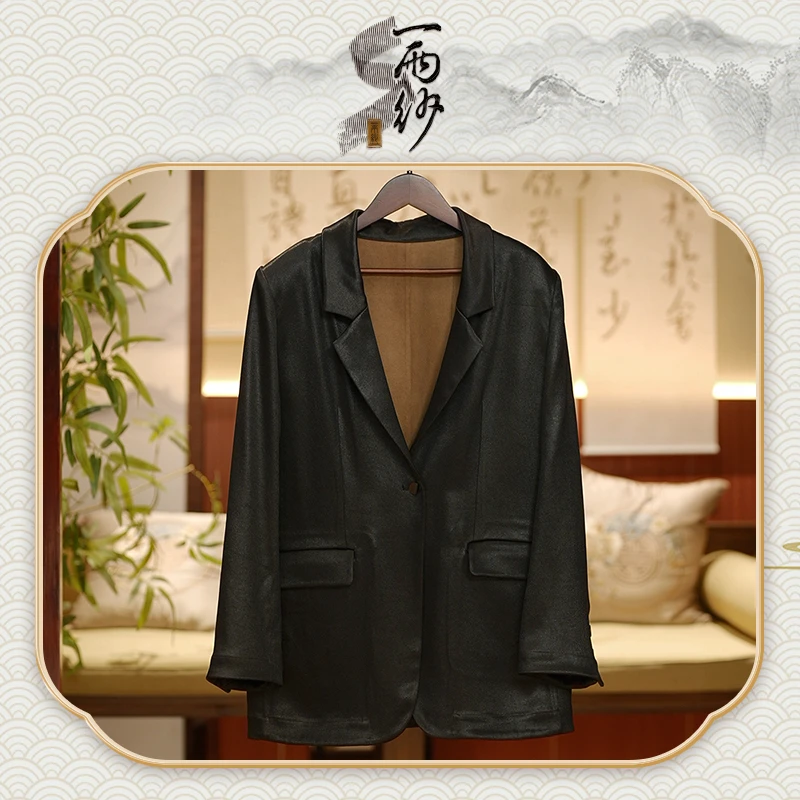 【皮子王●西装】256069桑蚕丝重缎皮子香云纱上衣外套新中式75