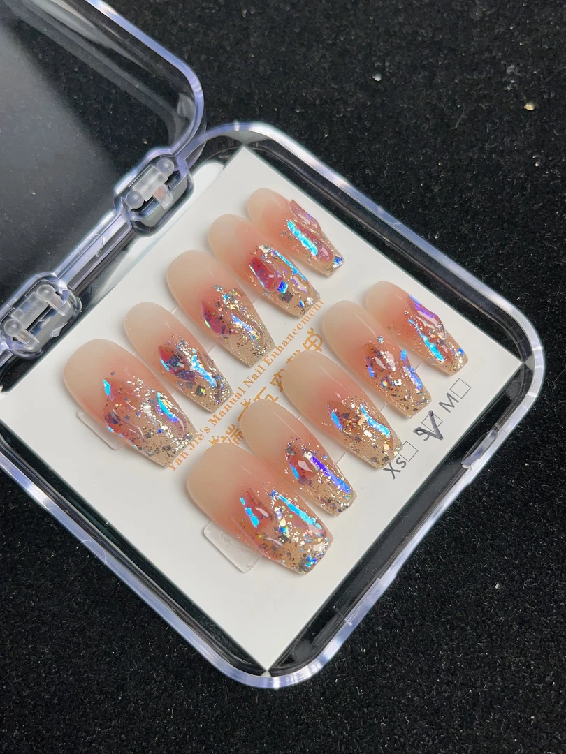 【温精灵】纯手工穿戴甲腮红美甲温精灵美甲水感美肌1号烟花腮红仙