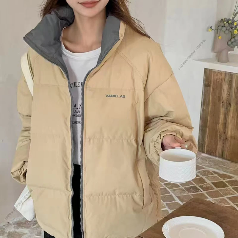 冬季情侣款羽绒服2024新款休闲简约时尚潮流立领长袖保暖五防外套