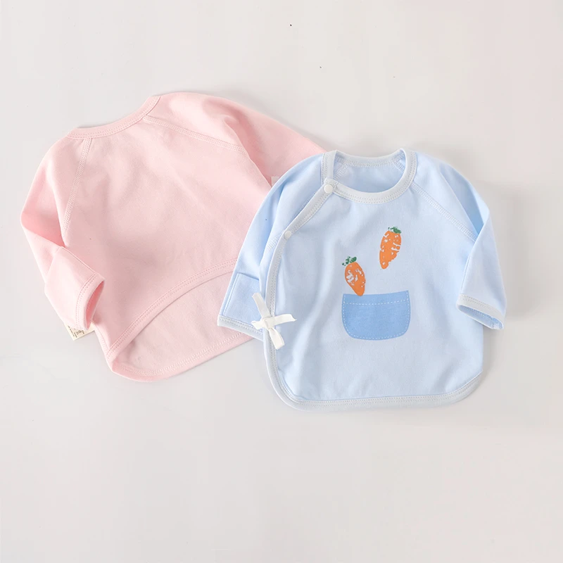 婴幼儿产房半背衣四季款纯棉护肚宝宝上衣无骨缝制新生儿衣服