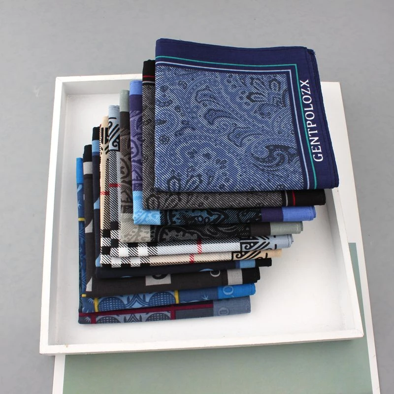 男士纯棉手帕单面印花全棉薄款手绢深色耐脏擦汗手巾 方便携带