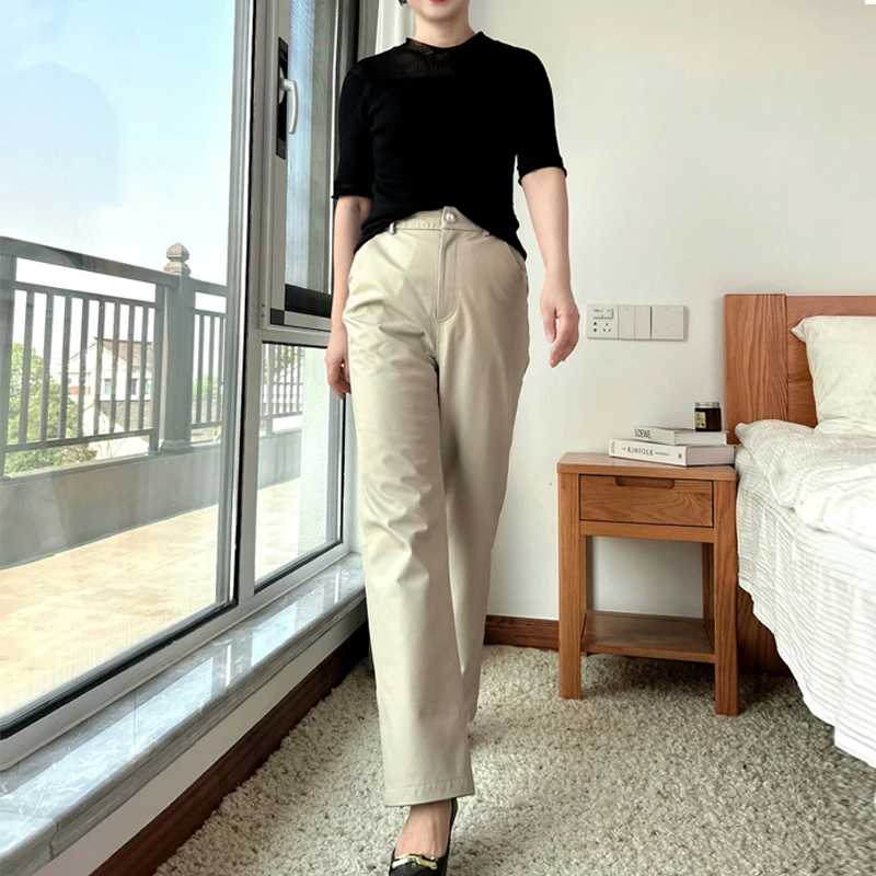 时尚真皮皮裤女长裤 大码高腰复古风头层牛皮直筒裤2025新款