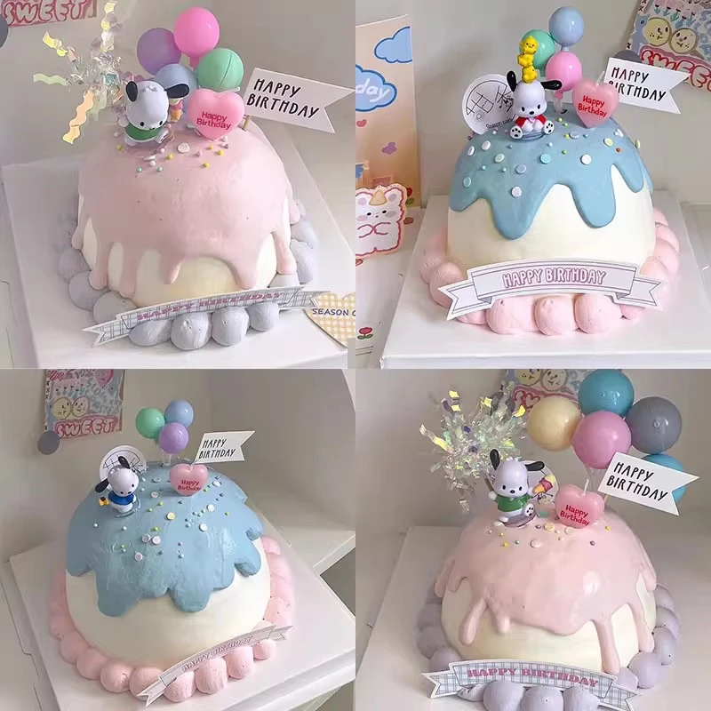 网红ins风帕恰狗蛋糕装饰摆件卡通可爱小狗复古气球蛋糕插牌插件