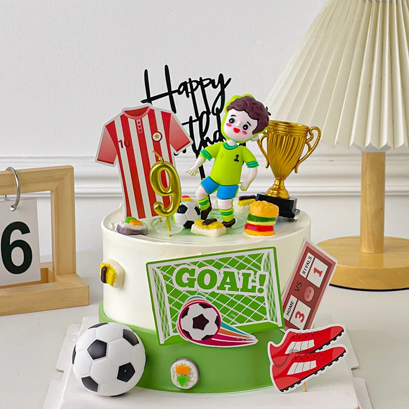 足球蛋糕装饰摆件男孩生日快乐蛋糕装饰足球队蛋糕摆件主题插件牌