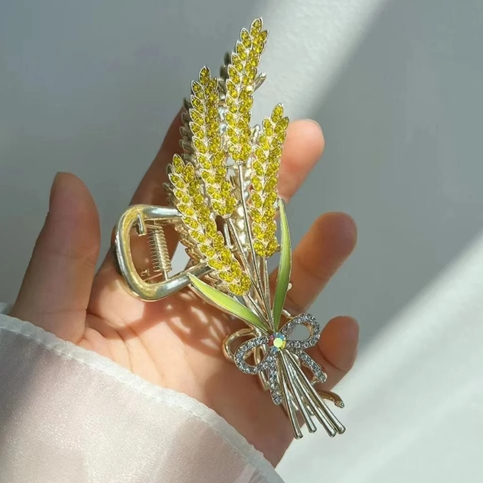 明上源 合金发饰 麦穗发夹后脑勺鲨鱼夹盘发大抓夹优雅精致时尚