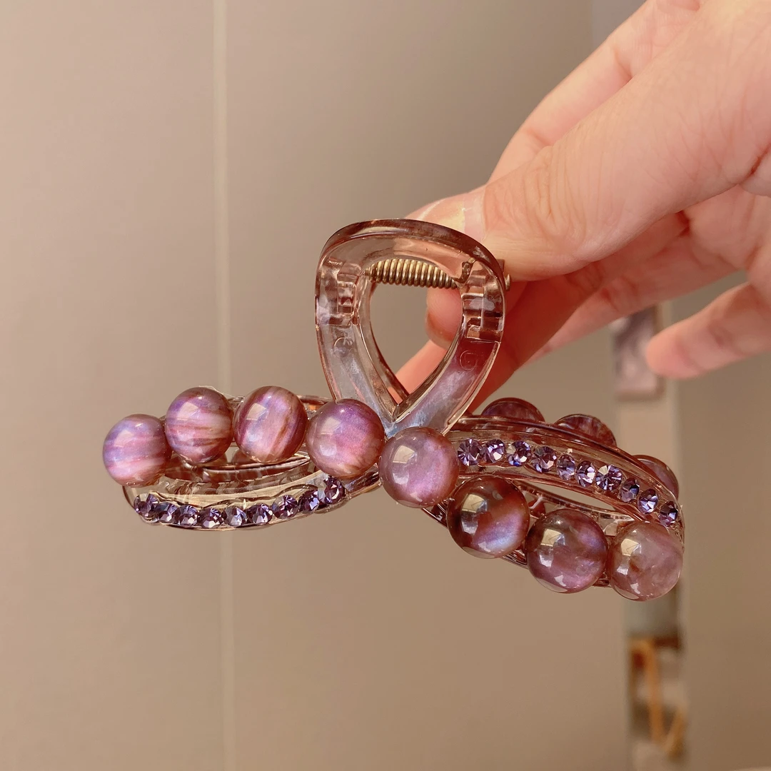 M1373新款紫罗兰色中号抓夹9厘米气质百搭简约后脑勺盘发发饰发夹