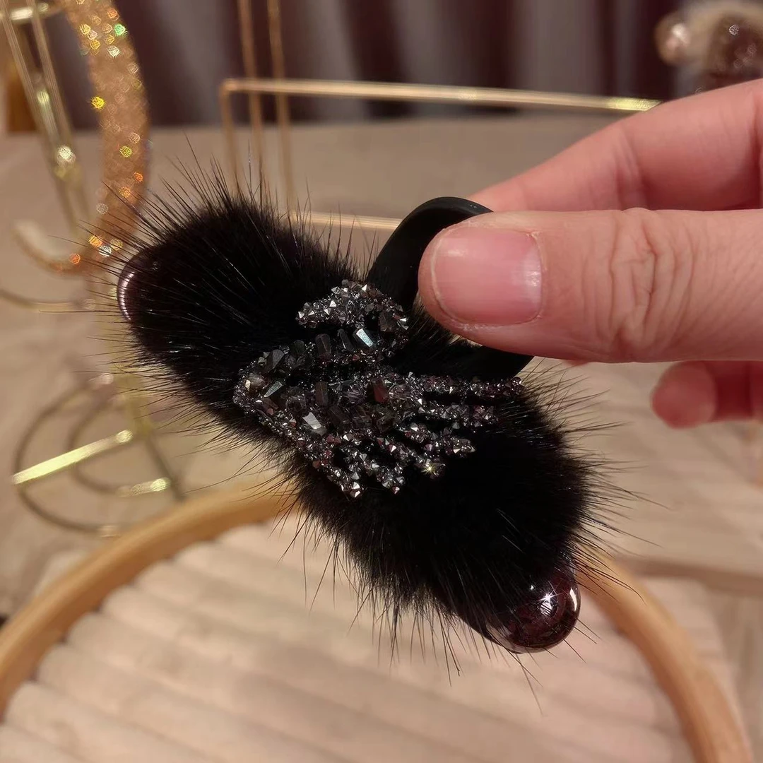 明上源M792秋冬新款经典黑天鹅优雅抓夹气质优雅珠珠抓夹