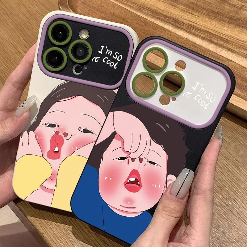搞怪情侣苹果14promax手机壳iphone13pro大视窗12/11防摔78plus软