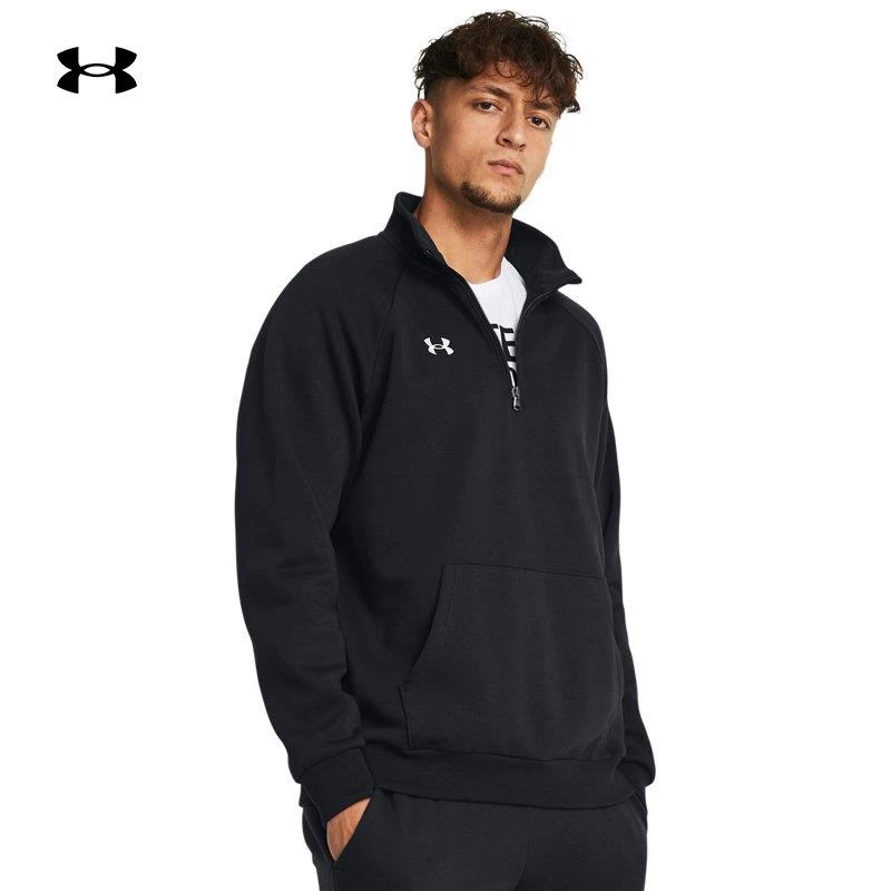 安德玛 UA Rival男子春秋加绒加厚半拉链训练跑步运动卫衣1386016