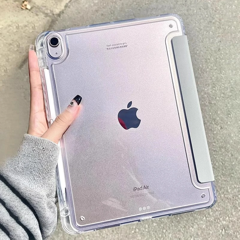 科技鱼苹果平板iPad2024air6透明保护壳套pro11/10.9寸带笔槽防弯