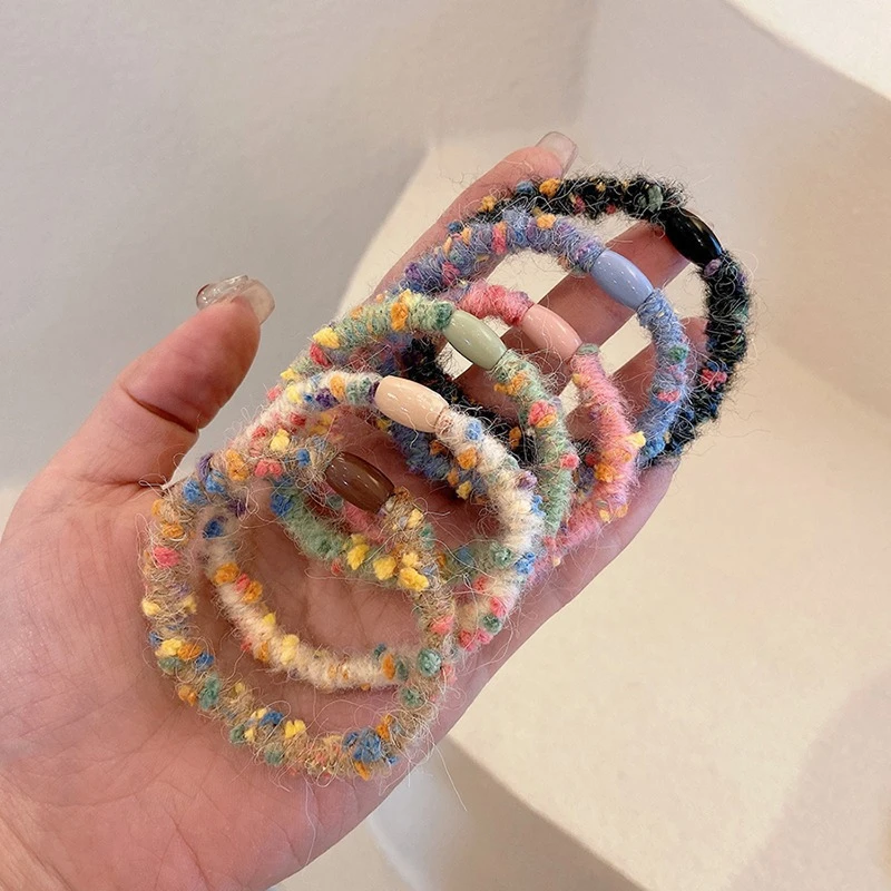 秋冬毛绒发圈头绳女网红气质高弹力耐用头饰发绳皮套扎头发橡皮筋