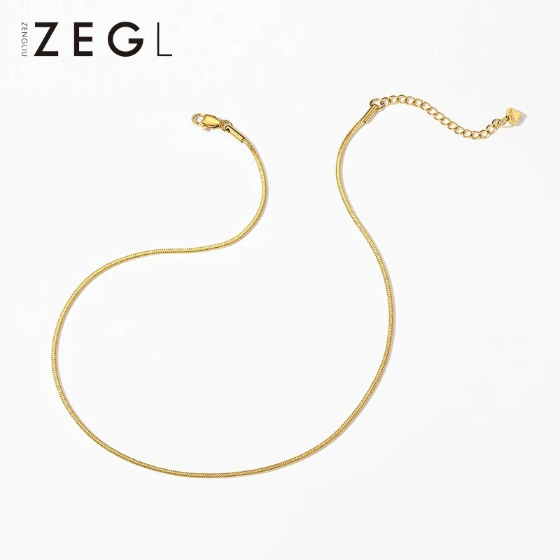ZEGL 钛钢项链 时尚简约蛇骨项链女小众设计气质欧美个性百搭首饰