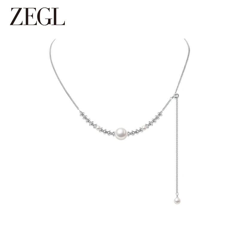 ZEGL 铜合金项链 圆珠流苏碎银子项链新款百搭时尚女小众简约配饰