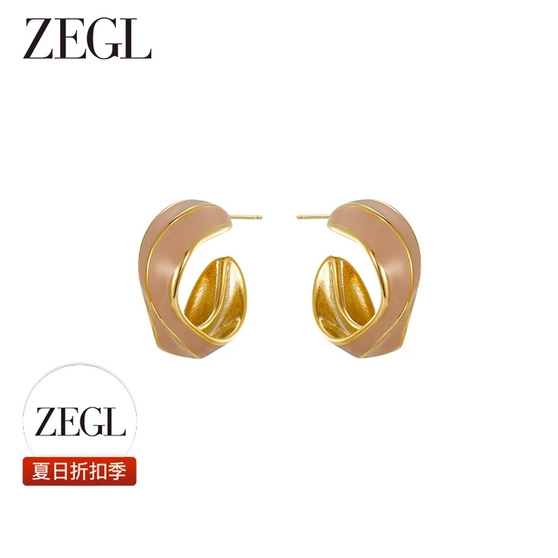 【ZEGL夏日折扣】滴油C形耳圈精致简约轻奢百搭女小众饰品