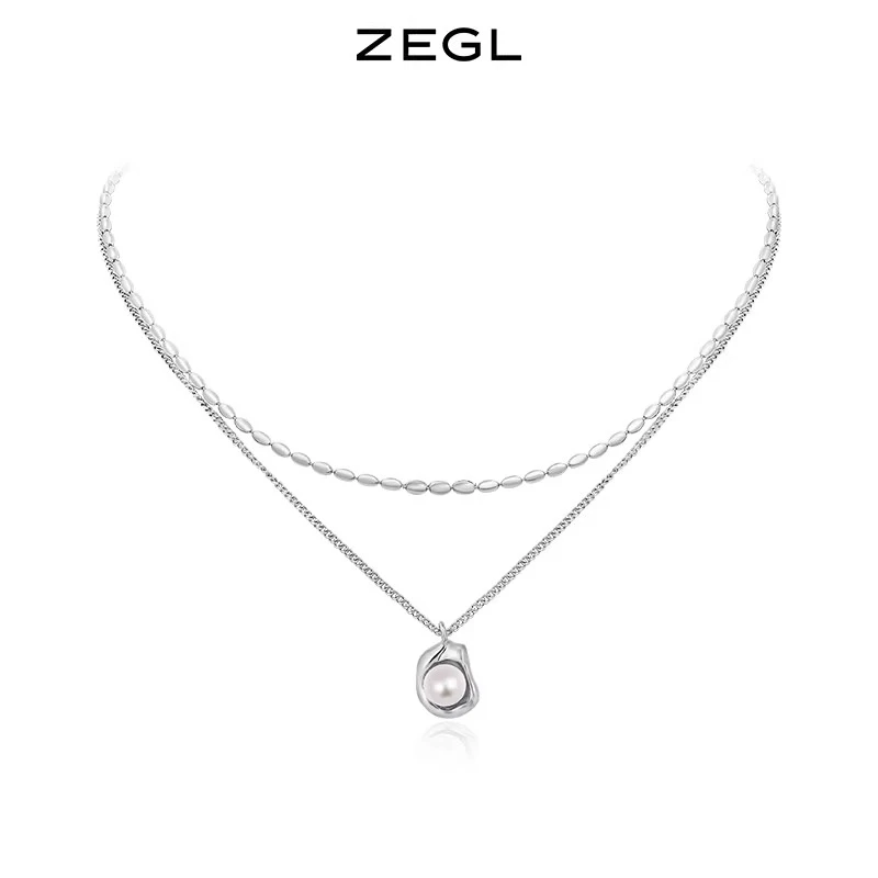 ZEGL 钛钢项链 法式叠搭项链轻奢小众百搭新款时尚简约拼接女饰品