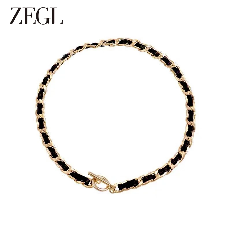 ZEGL 铜合金项链 小香风OT扣项链新款轻奢时尚百搭高级感气质饰品