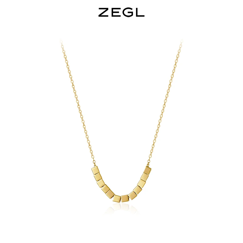 ZEGL 镀K金【小方糖】碎冰冰项链钛钢项链女轻奢小众设计锁骨链气质