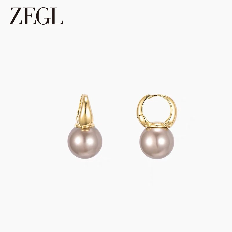 ZEGL 铜合金耳饰 法式高亮施家耳环女新款百搭高级感轻奢优雅耳饰