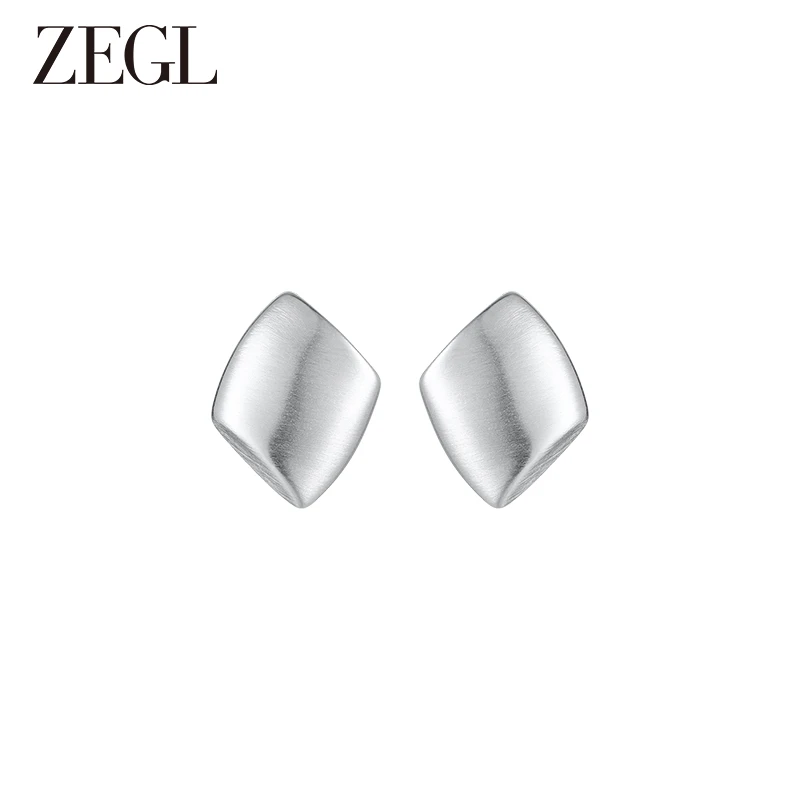 ZEGL 铜合金耳饰 拉丝方块耳环小众设计感高级耳钉法式银针耳饰