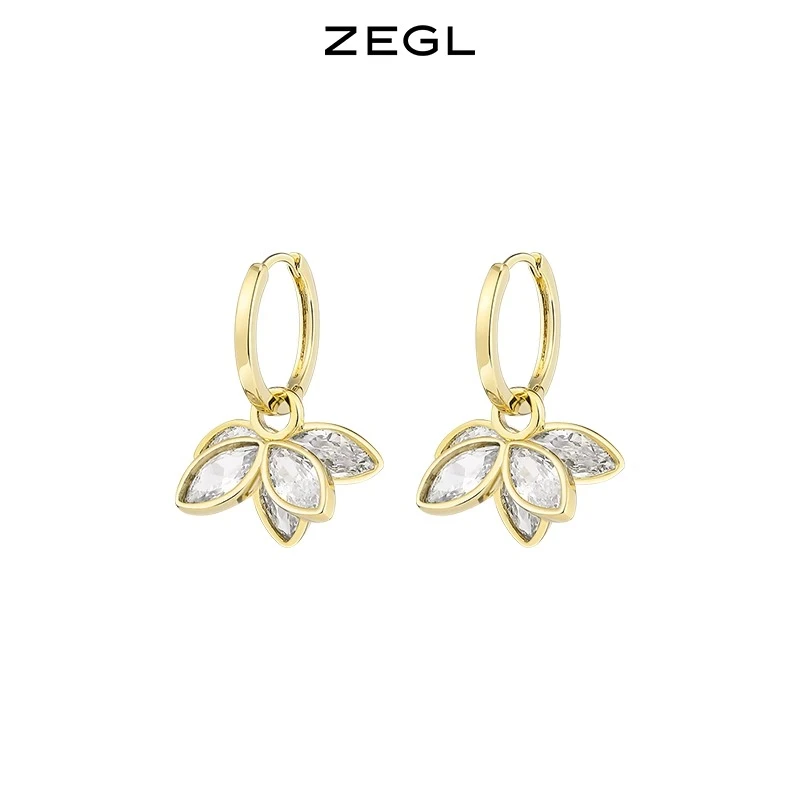 ZEGL 铜合金耳饰 叶子耳环女小众设计感高级耳钉轻奢高级感耳饰品