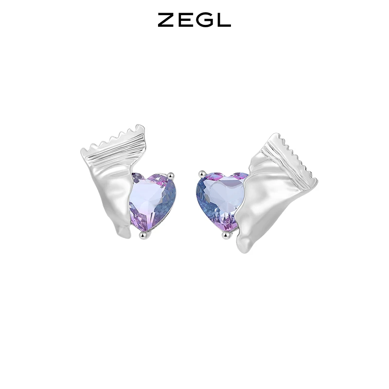 ZEGL 铜合金耳饰 设计师糖果系列爱心耳环女小众设计感高级耳饰品