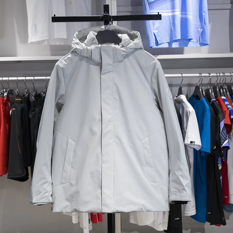 李宁羽绒夹克男子2024冬季新款团购系列保暖连帽风衣外套AYMU291