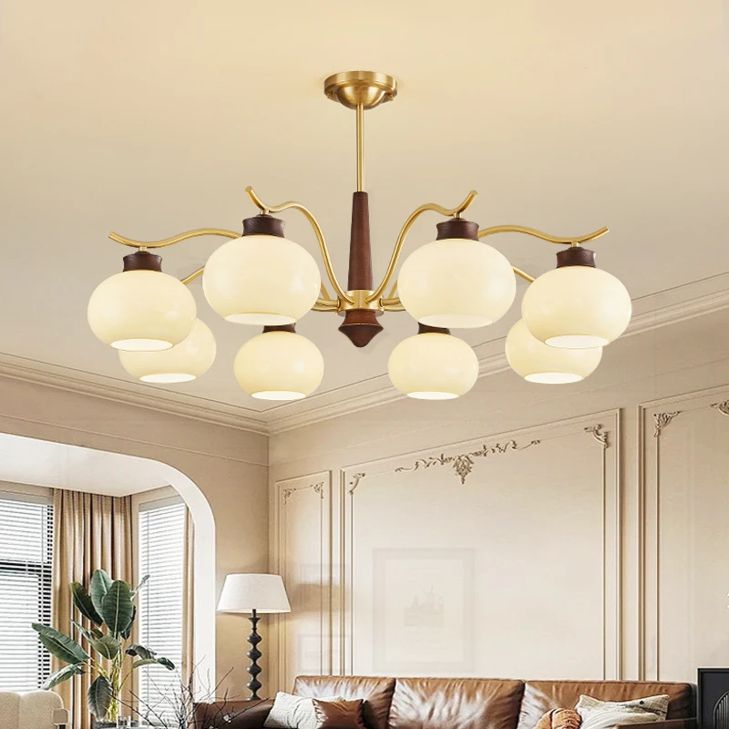 全铜法式中古风客厅吊灯2025新款诧寂风美式复古主卧室餐厅灯具饰