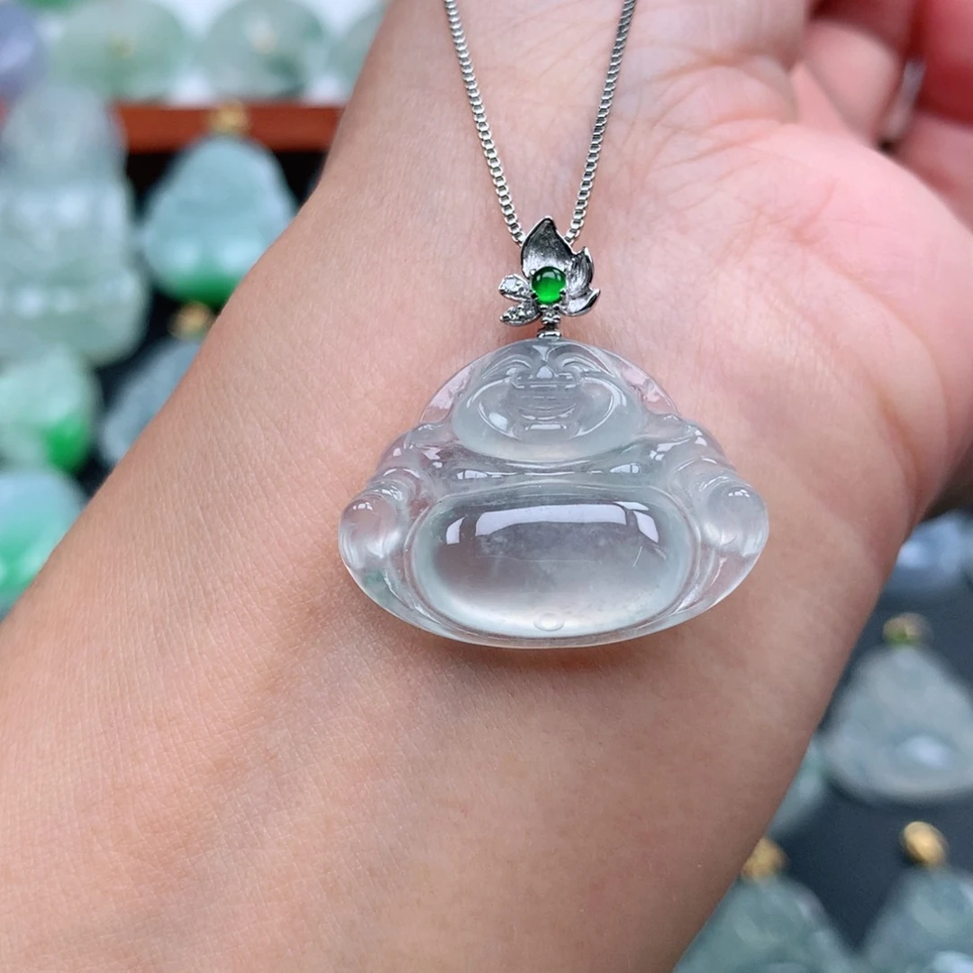 翡翠吊坠(不含链)18K金镶嵌