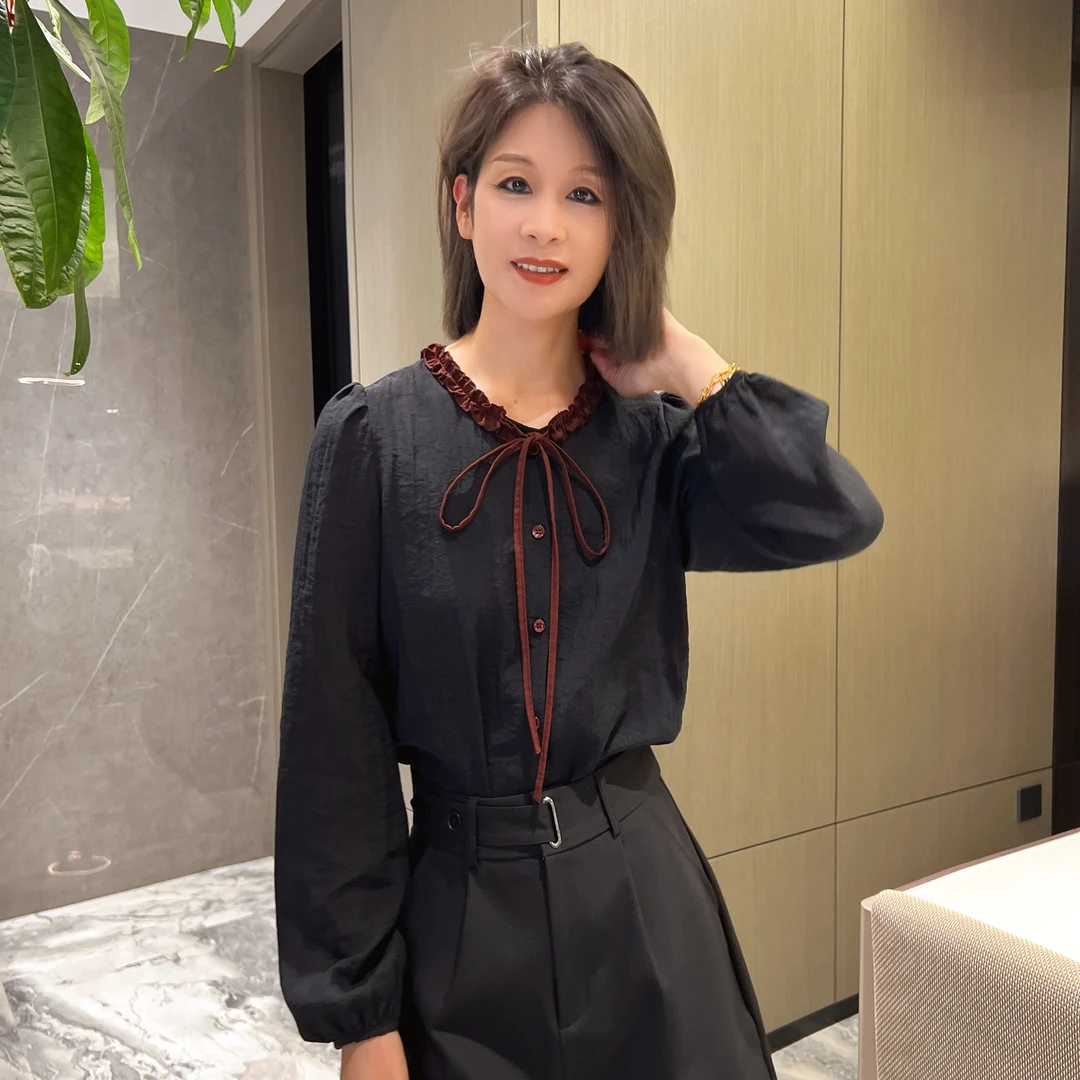 女人阁（上衣8859）24年新款减龄长袖时尚显瘦小众衬衫