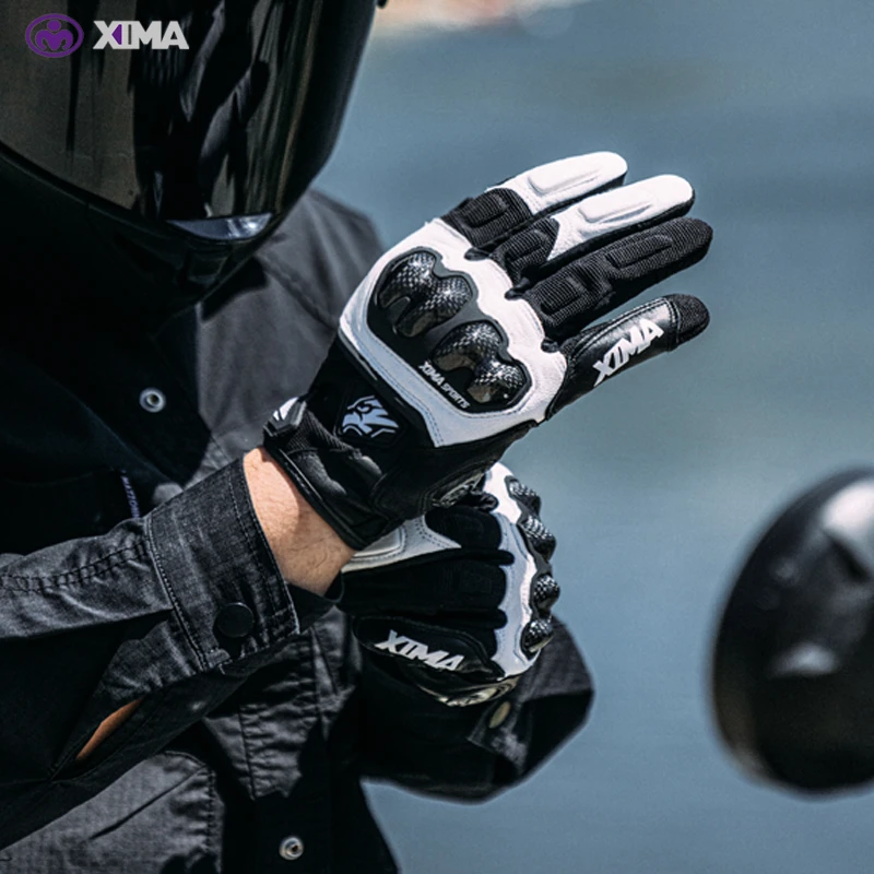 XIMA/玺玛摩托车机车夏季四季透气网眼防护碳纤维男女骑士手套