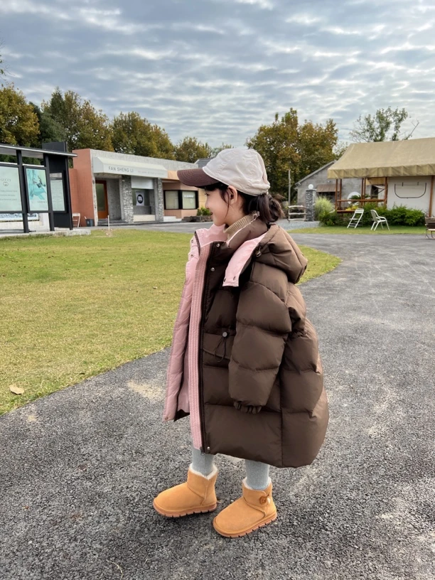 爆款新品韩系女童长款羽绒服中长款冬季童装儿童90白鸭绒高品质