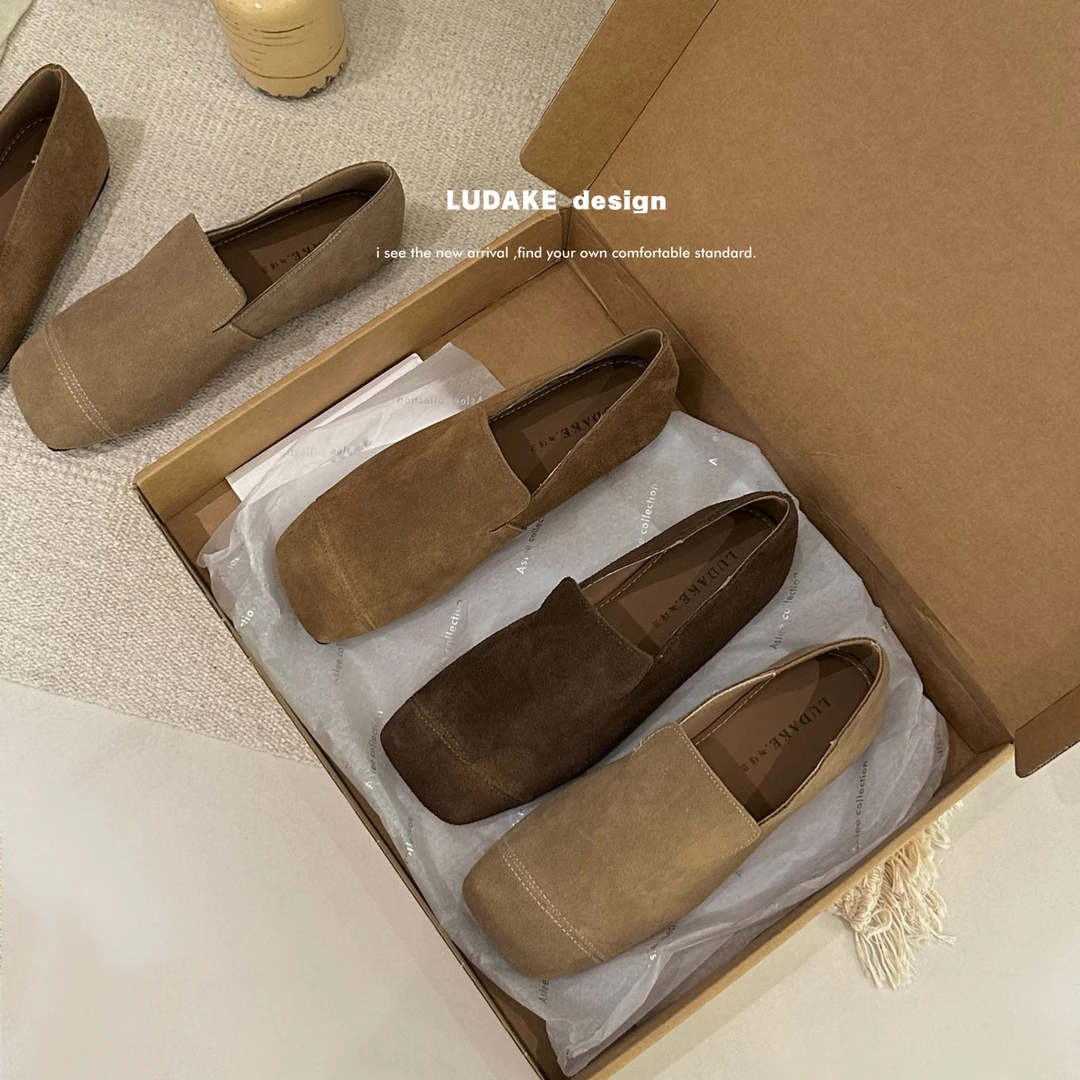 复古秋季乐福鞋休闲鞋一脚蹬豆豆鞋早秋新款低跟女鞋穆勒鞋单鞋子