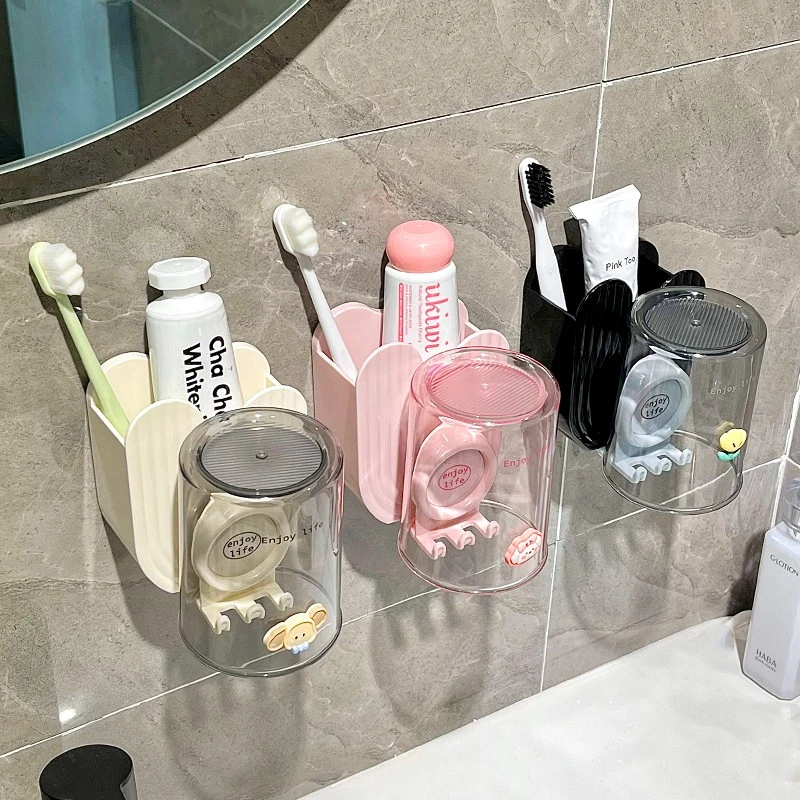 壁挂式洗漱杯电动牙刷架卫生间儿童刷牙杯置物架情侣高颜值漱口杯