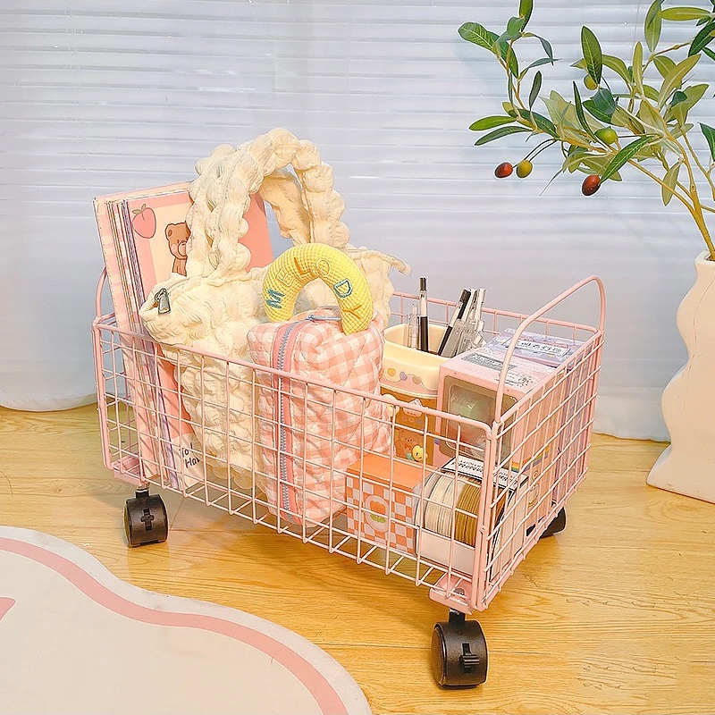 可移动书本收纳箱学生教室储物装放书包桌面带滑轮桌下神器书箱盒