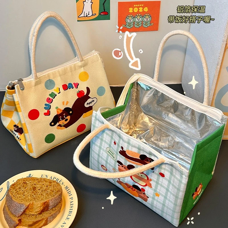 可爱饭盒袋学生专用带饭大容量午餐便当包上班族手提袋铝箔保温袋