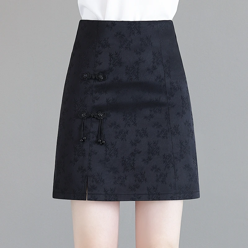 国风半身裙女2024夏季新款高腰提花显瘦新中式包臀裙外穿气质短裙